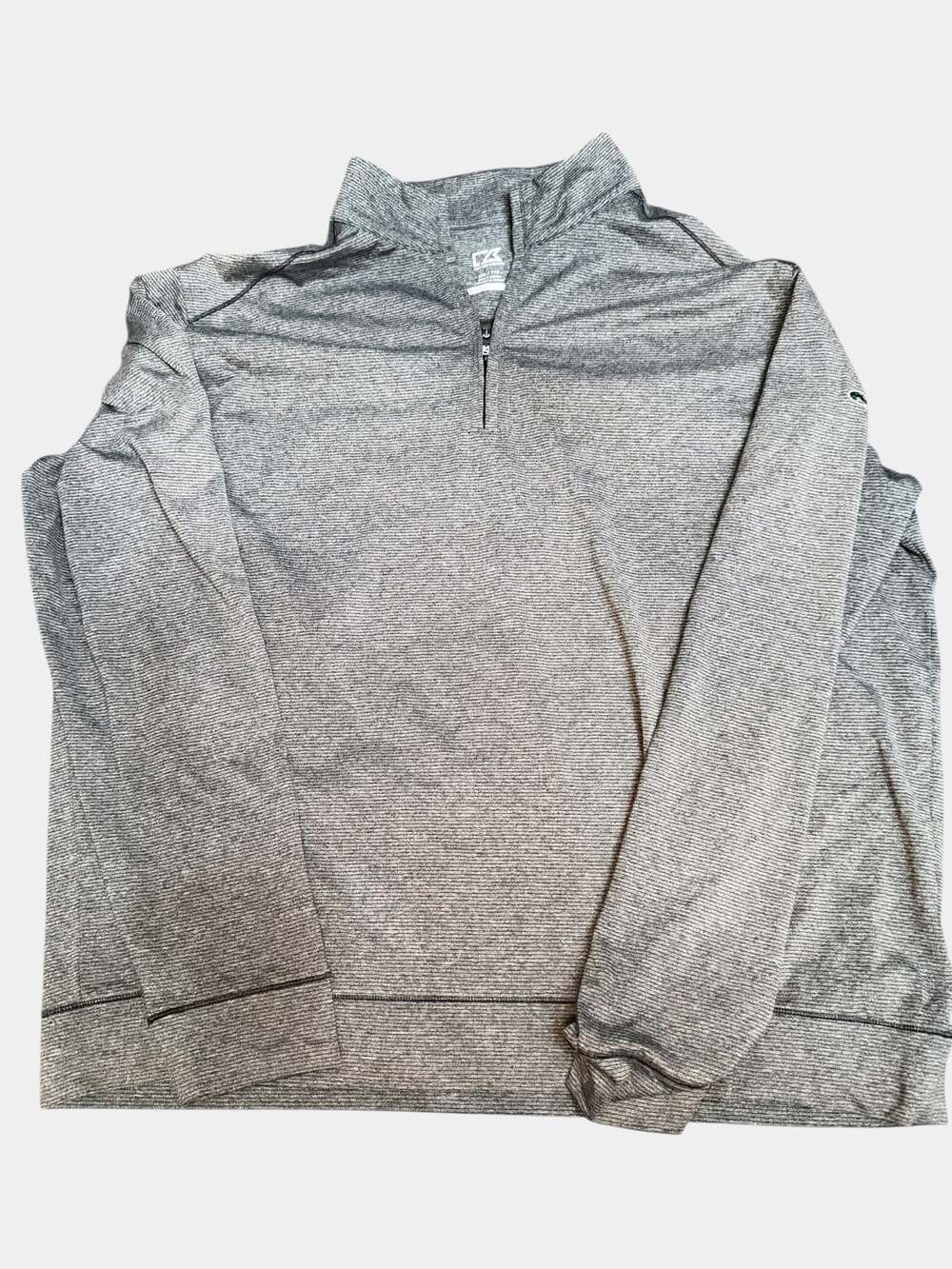 Cutter & Buck CB DryTec Grey Striped 1/4 Zip Performance Pullover XXL